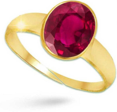 Gemzonite Ruby / Manik Ring with natural ruby gemstone certified ruby ston ring Brass Ruby Gold Plated Ring