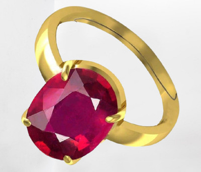 VishvMa 5.25 Ratti Burma Ruby Manik Gemstone Ring A1 Quality Stone Ruby Brass Plated Ring
