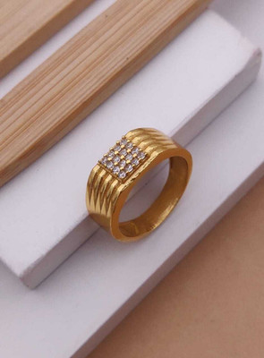 mahi creation Brass, Copper Diamond Gold Plated Ring