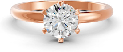 forever jewels 4Ct Round Cut Moissanite Women 6 Prong Solitaire Ring 14K Rose Gold Plated Sterling Silver Gold Plated Ring