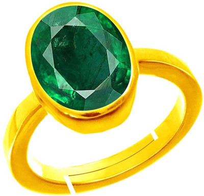 BWM GEMS Certified Natual 8.25 Ratti Emerald stone (Panna) Panchdhatu Alloy Emerald Gold Plated Ring