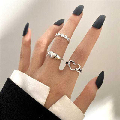 YU Fashions Steel Silver Plated Ring Set