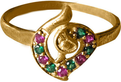 jr fashion Panchaloha (Impon) Peacock Design Stone Alloy Ruby Ring