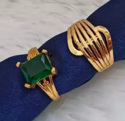 Shree shyam shopee Green ring combo Alloy Gold Plated Ring Set