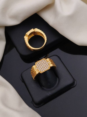 Mahi creations JR-56_23 Alloy Cubic Zirconia Gold Plated Ring