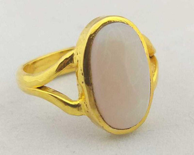Gemzonite 6.75 ratti Effective Opal stone Ring Lab Certified Ring Alloy Opal Gold Plated Ring