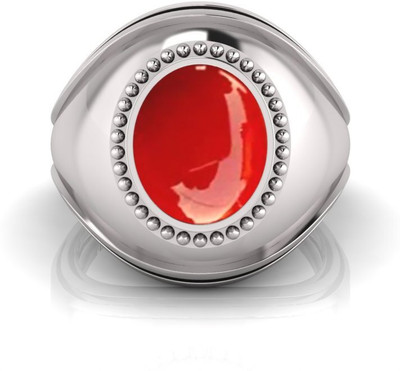 Pranjal Gems Shell Coral Rhodium Plated Ring
