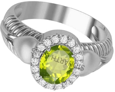 Sidharth Gems 11.25 Ratti Certified Natural AAA++ Quality Peridot Panchdhatu Adjustable Brass Peridot Silver Plated Ring