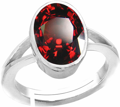 Jewelswonder Certified Gomed (Hessonite) 9.25 cts Bold Silver Ring For Men & Women Metal Garnet Silver Plated Ring