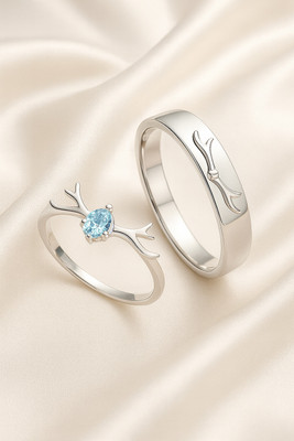 priyangkrita Premium Couple Rings Set for Men & Women | Adjustable Ring Alloy Crystal Ring Set