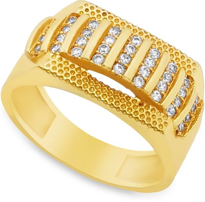 Pandadi Collection Gold Plated Diamond Ring For Men & Boy'S Brass Diamond Gold Plated Ring