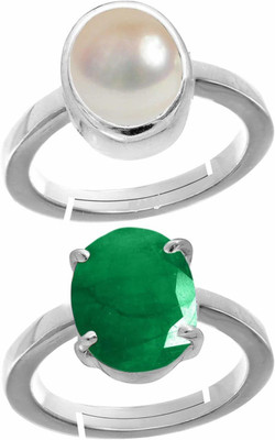 BHAIRAW GEMS Moonstone Stone Silver Adjustable Ring Stainless Steel Ring