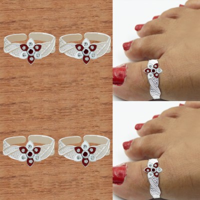 Goldfish Adjustable Leg Thumb Ring / Toe Ring Set / Angutha Ring For Women Brass Cubic Zirconia Silver Plated Toe Ring Set