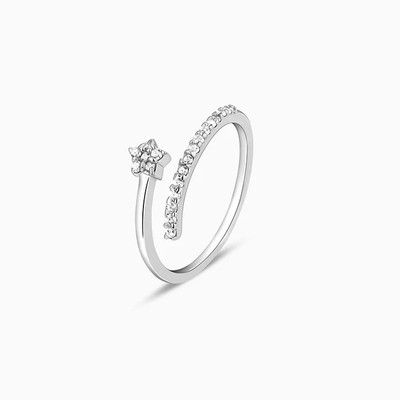 VEDNINE Sterling Silver Shooting Star Ring | 925 Sterling Silver Cubic Zirconia Sterling Silver Plated Ring