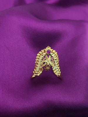 Hanaa One Gram Gold Micro Plated Gold Covering Adjustable Vangi Ring Brass Gold Plated Ring