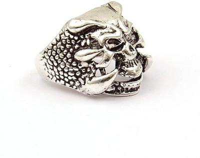PearlzGallery Silver Plated Lion Head Brass Ring for Boys and Men Brass Brass Plated Ring