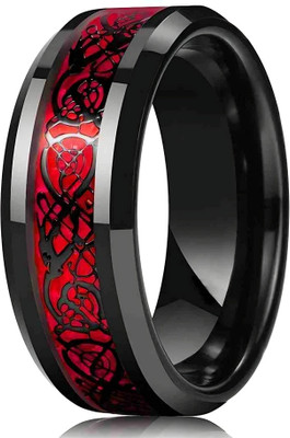 Krullers Dragon Black Red Ring: Unleash Stainless Steel Titanium Plated Ring