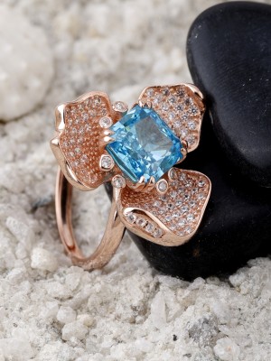 DIAVO Sterling Silver Sepal Azure Ring Sterling Silver Cubic Zirconia Sterling Silver Plated Ring