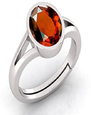 BHAIRAW GEMS 3.25 to 15.25 Ratti Gomed Hessonite Astrological Gemstone for Men and Women Brass Silver Plated Ring