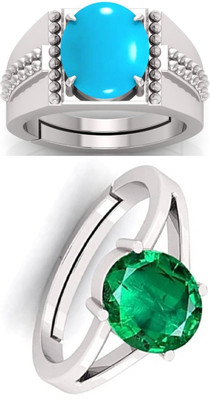 BHAIRAW GEMS Moonstone Stone Silver Adjustable Ring Stainless Steel Ring