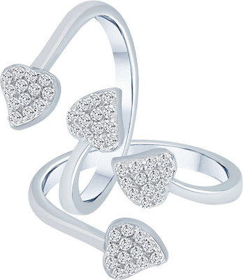 Shiyara JEWELLS 92.5 Sterling Silver Pair of Openable Top Dual Heart Toe Rings Sterling Silver Platinum Plated Toe Ring