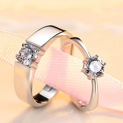 MA Enterprises Ring for lovers in silver stylish king Queen design Alloy Cubic Zirconia Alloy Cubic Zirconia Platinum Plated Ring Set