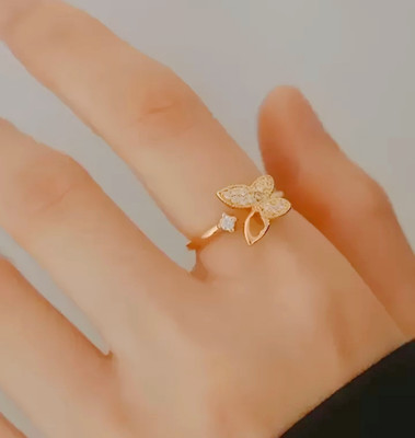 Vipunj Stylish Rose Gold Plated Butterfly Rings Alloy Cubic Zirconia Copper, Gold Plated Ring