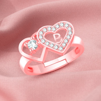 MEENAZ Rings for girls B alphabet valentine propose proposal lovers wedding anniversary Alloy, Metal, Brass, Copper, Crystal, Stone Diamond, Cubic Zirconia Gold Plated Ring