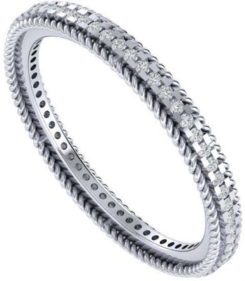 Diamtrendz Jewels Pure 925 Silver & Diamond Band Sterling Silver Cubic Zirconia Rhodium Plated Ring