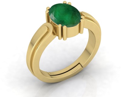 GenZcomplex Natural panna stone ring for man and women 7.50 ratti A+ Brass Emerald Gold Plated Ring