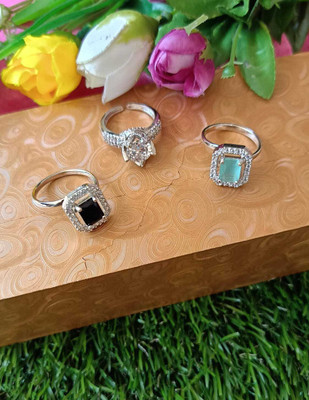 PRJ Alloy Silver Plated Ring Set