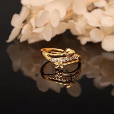 Divastri 1 Adjustable ring Alloy Diamond Gold Plated Ring