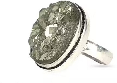 GSC Pyrite Ring for Women and Men - Real Pirate Stone Crystal Ring Brass Agate Ring