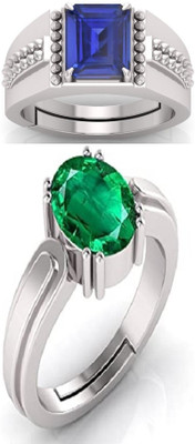 BHAIRAW GEMS Moonstone Stone Silver Adjustable Ring Stainless Steel Ring