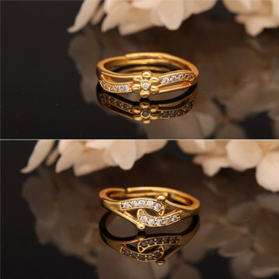 Sangria Brass Diamond Gold Plated Ring Set