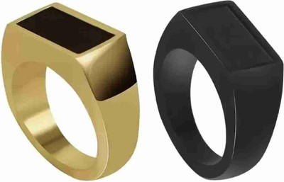 Neerajyoti Rectangle ring combo set Alloy Brass, Gold Plated Ring Set