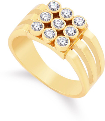 mahi creation Stainless Steel, Copper Cubic Zirconia Gold Plated Ring