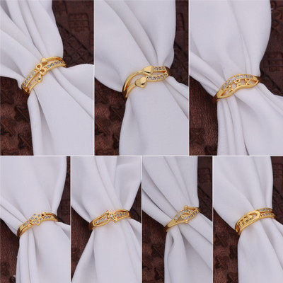 Weroxa Combo of 7 AD Brass Diamond Gold Plated Ring