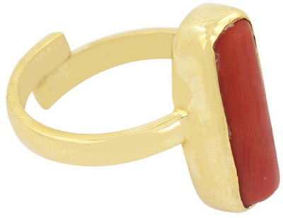 RATAN BAZAAR Ratan Bazaar Beautiful Coral Stone Ring Silver Ring Simple For All Copper Sapphire Gold Plated Ring