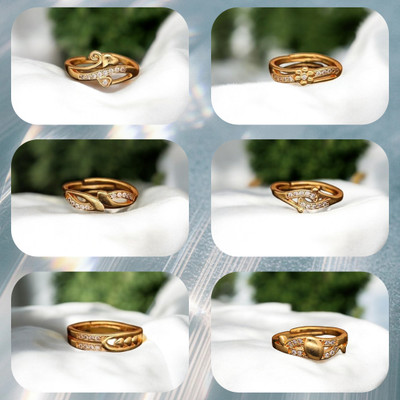 Hetshree Elegant Gold Combo Rings Collection Brass Diamond Gold Plated Ring