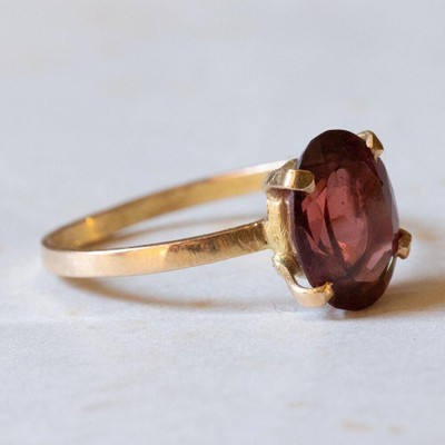 Gemzonite Hessonite/Garnet Ring with Natural Gomed Stone Lab Certified Brass Garnet Ring