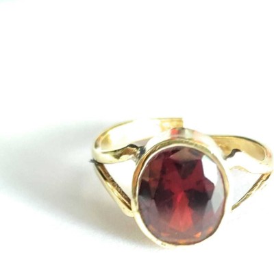 Gemzonite A+ Quality Original Gomed Hessonite Garnet Ring For Women & Men Brass Garnet Gold Plated Ring