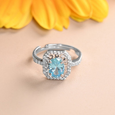 CLARA Carol Sterling Silver Cubic Zirconia Platinum Plated Ring