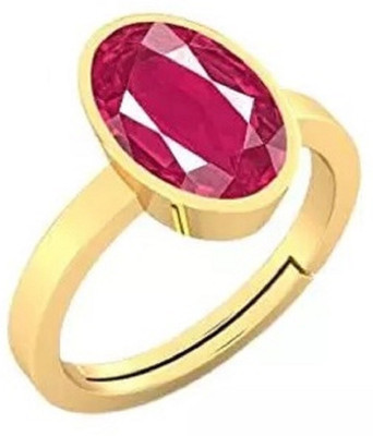 Aanya Jewels 8.25 Ratti Natural Ruby Panchdhatu Rashi Ratan Gold Plating Ring Stone, Metal Ruby Gold Plated Ring