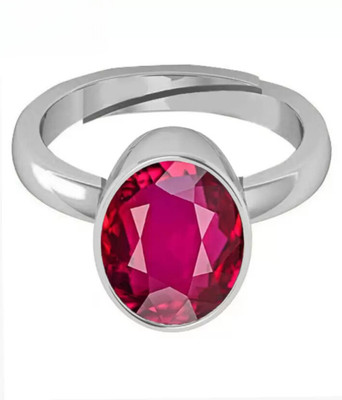 Lexri 5.25 Ratti Created Ruby Manik Gemstone Gold Plated Ring Brass Ring