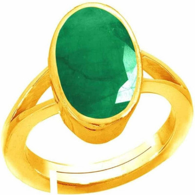 TODANI JEMS 9.25 Ratti 8.60 Carat Natural Panna Emerald Adjustable Ring With Lab Certificate Brass Emerald Ring