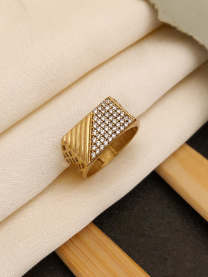 Pandadi Jewell Stylish Brass Diamond Gold Plated Ring Brass Cubic Zirconia, Diamond Gold Plated Ring