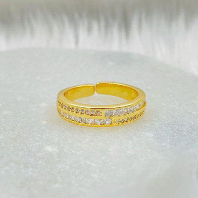 ZIVOM Zig Zag Copper Cubic Zirconia Gold Plated Ring