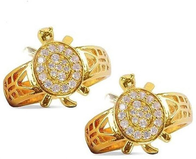 Tvm Tortoise Meru Ring for Men and Women Giving Success & Prosperity in Your Home Brass Agate Gold Plated Ring Set