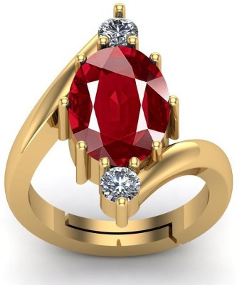 kirti sales Kirti Sales 9.25 Ratti Natural Burma Ruby Manik gold Plated Ring for Women's/Men Brass Ruby Gold Plated Ring